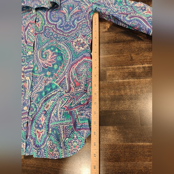 Lauren Ralph Lauren Paisley Top Size Medium. Blue Purple Green - Picture 7 of 8